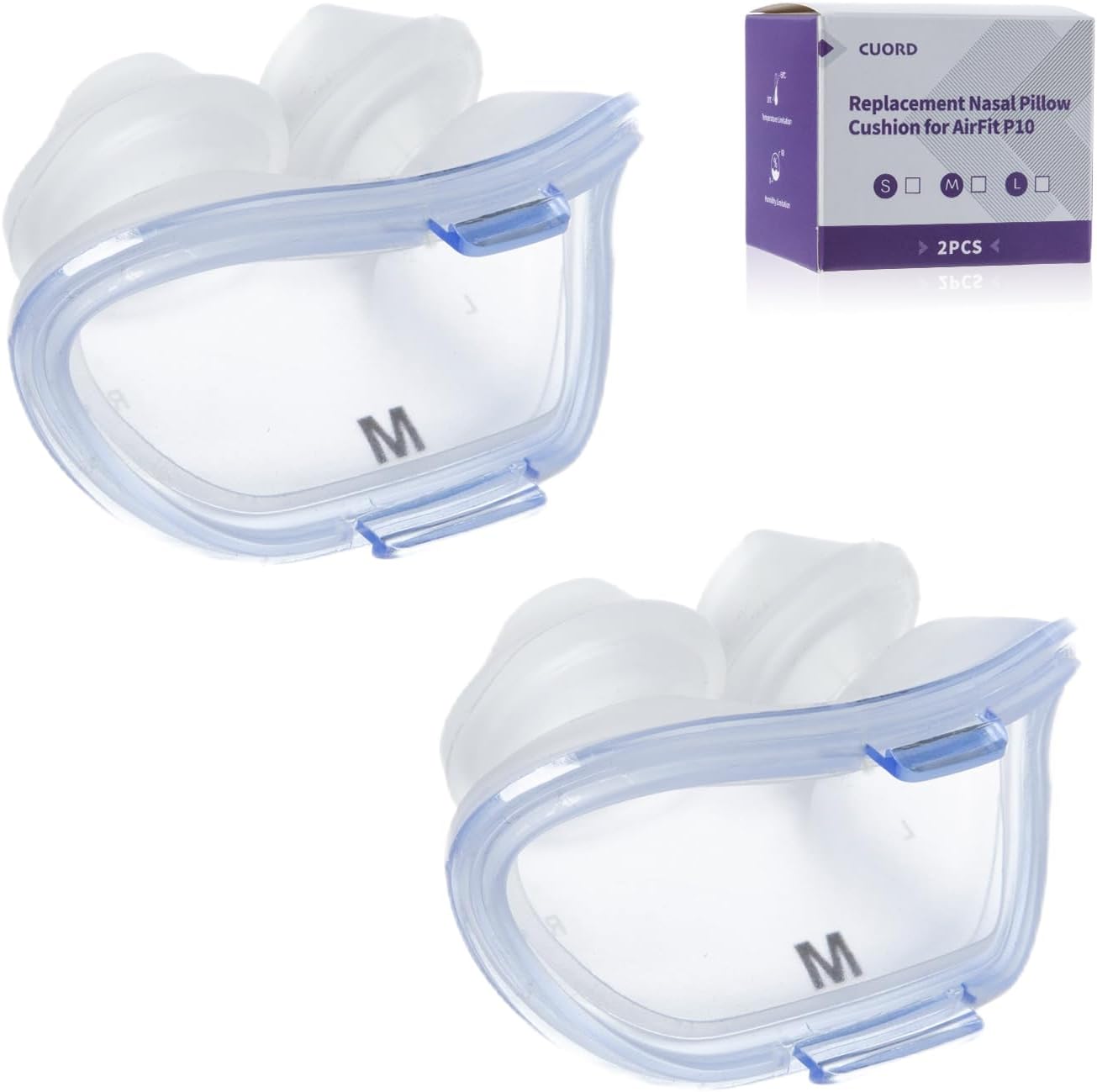 Replacement Nasal Pillow Cushion for ResMed AirFit P10, FSA/HSA Eligible, Compatible with Original Airfit P10 Frame, Reliable Seal & Soft Replacement Silicone CPAP Mask Cushion, 2-Pack