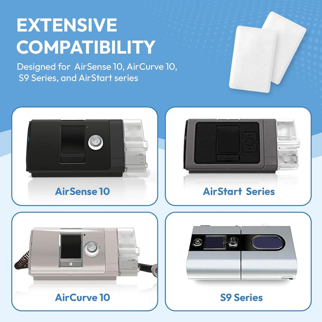60-Pack Premium Disposable Replacement CPAP Filters Compatible with AirSense 10, AirCurve 10, S9, AirStart & Universal Fit, Ultra Fine High Filtration, Smooth Airflow, Home, Travel & Daily Essentials