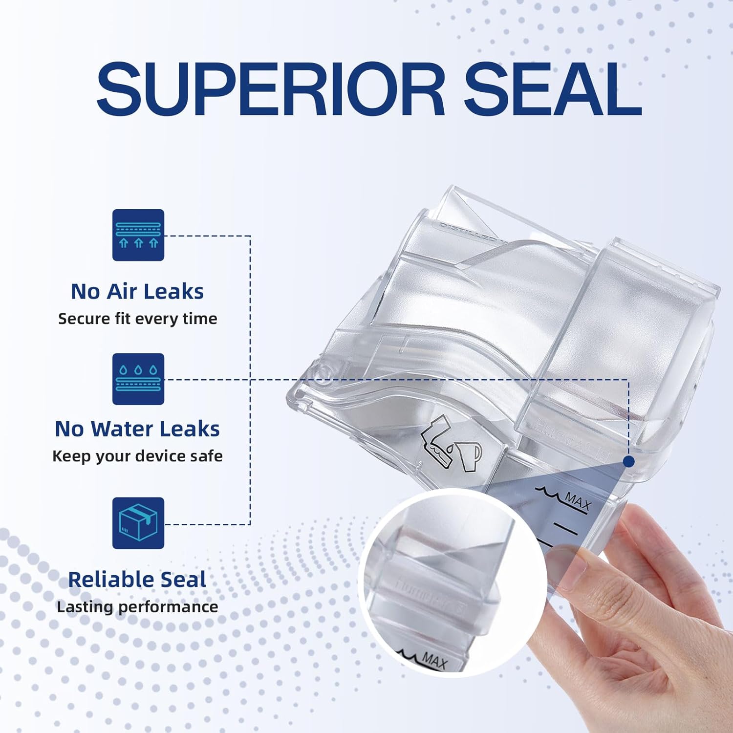 Replacement Gaskets for AirSense 10 & AirCurve 10 Water Chamber, Silicone Gaskets Compatible with HumidAir Standard Tub for Air10 Devices, Leak-Proof