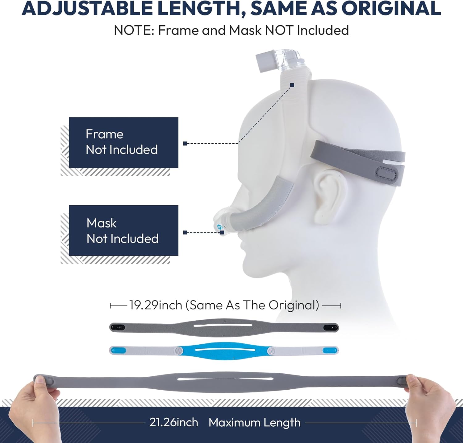 3-Pack Replacement Headgear Compatible with AirFit N30i & P30i Nasal Mask – Adjustable & Stretchy Material | CPAP Straps for Secure Fit | CPAP Supplies & Accessories (Mask & Frame Not Included)