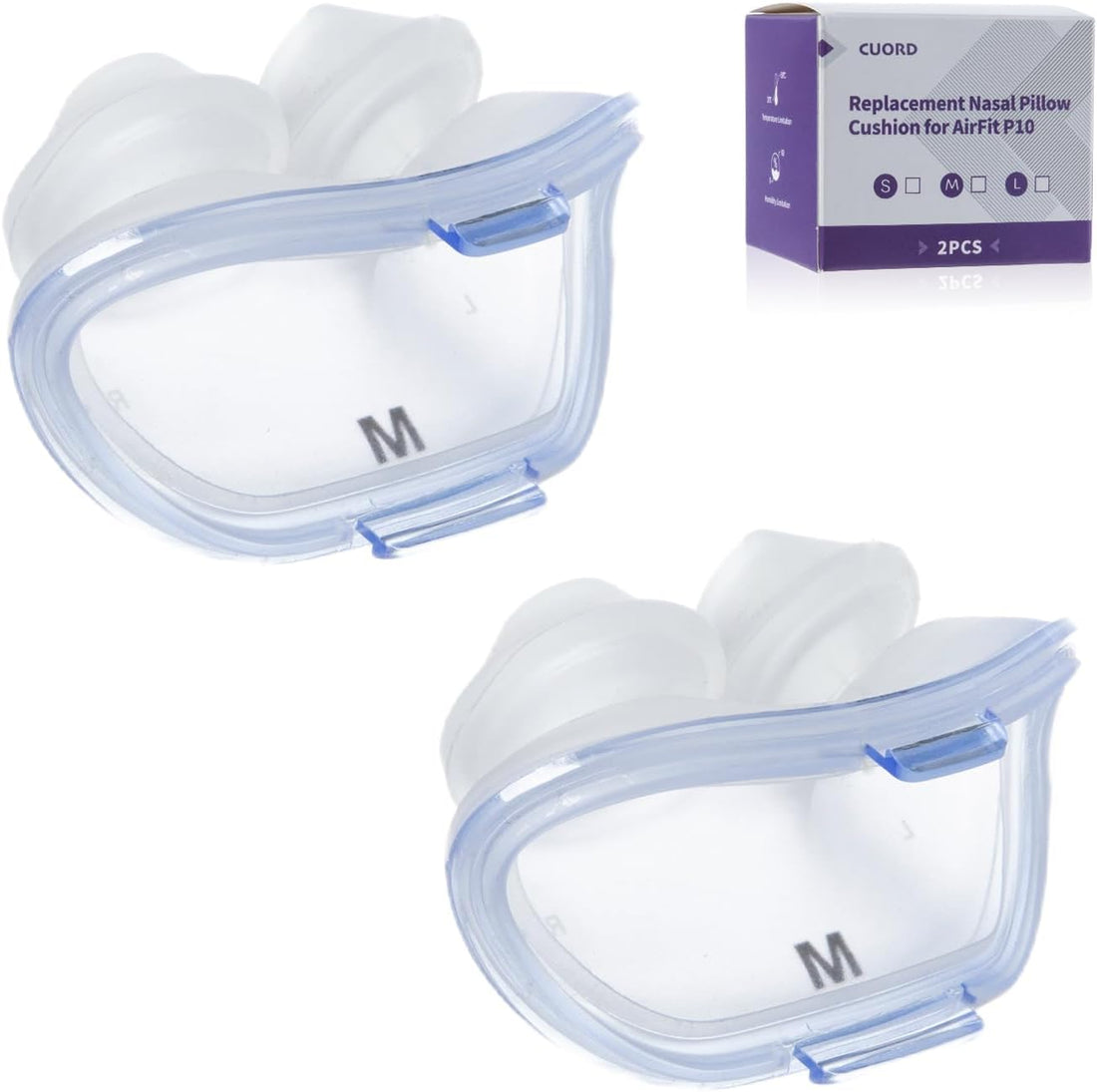 Replacement Nasal Pillow Cushion for ResMed AirFit P10, Compatible with Original Frame, Reliable Seal & Soft Silicone, S/M/L Available (Frame NOT Included)
