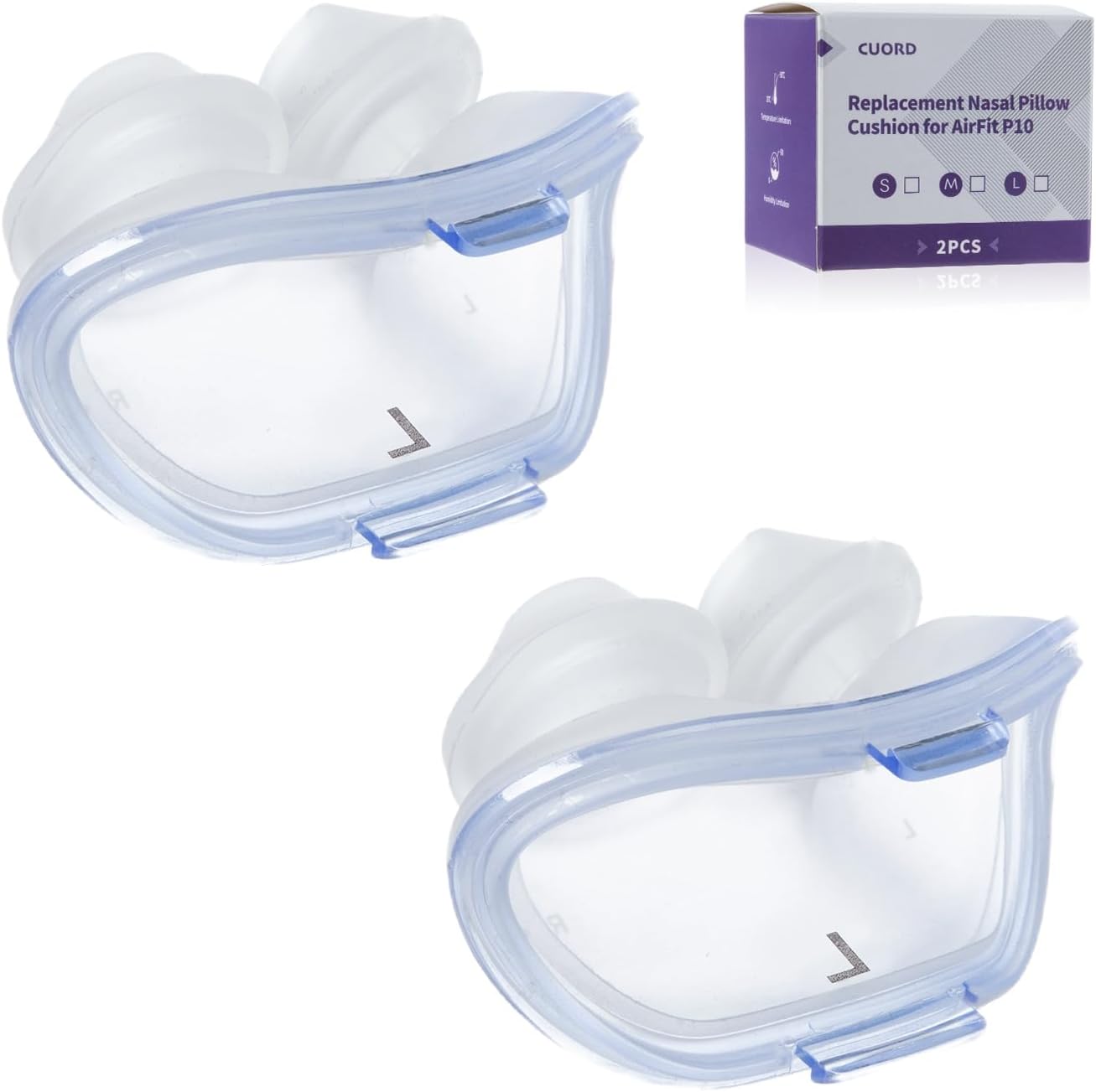 Replacement Nasal Pillow Cushion for ResMed AirFit P10, Compatible with Original Frame, Reliable Seal & Soft Silicone, S/M/L Available (Frame NOT Included)