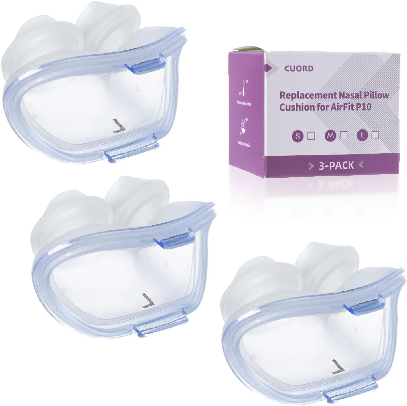 Replacement Nasal Pillow Cushion for ResMed AirFit P10, Compatible with Original Frame, Reliable Seal & Soft Silicone, S/M/L Available (Frame NOT Included)