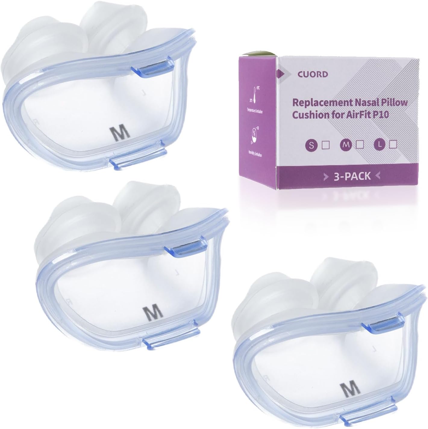Replacement Nasal Pillow Cushion for ResMed AirFit P10, Compatible with Original Frame, Reliable Seal & Soft Silicone, S/M/L Available (Frame NOT Included)