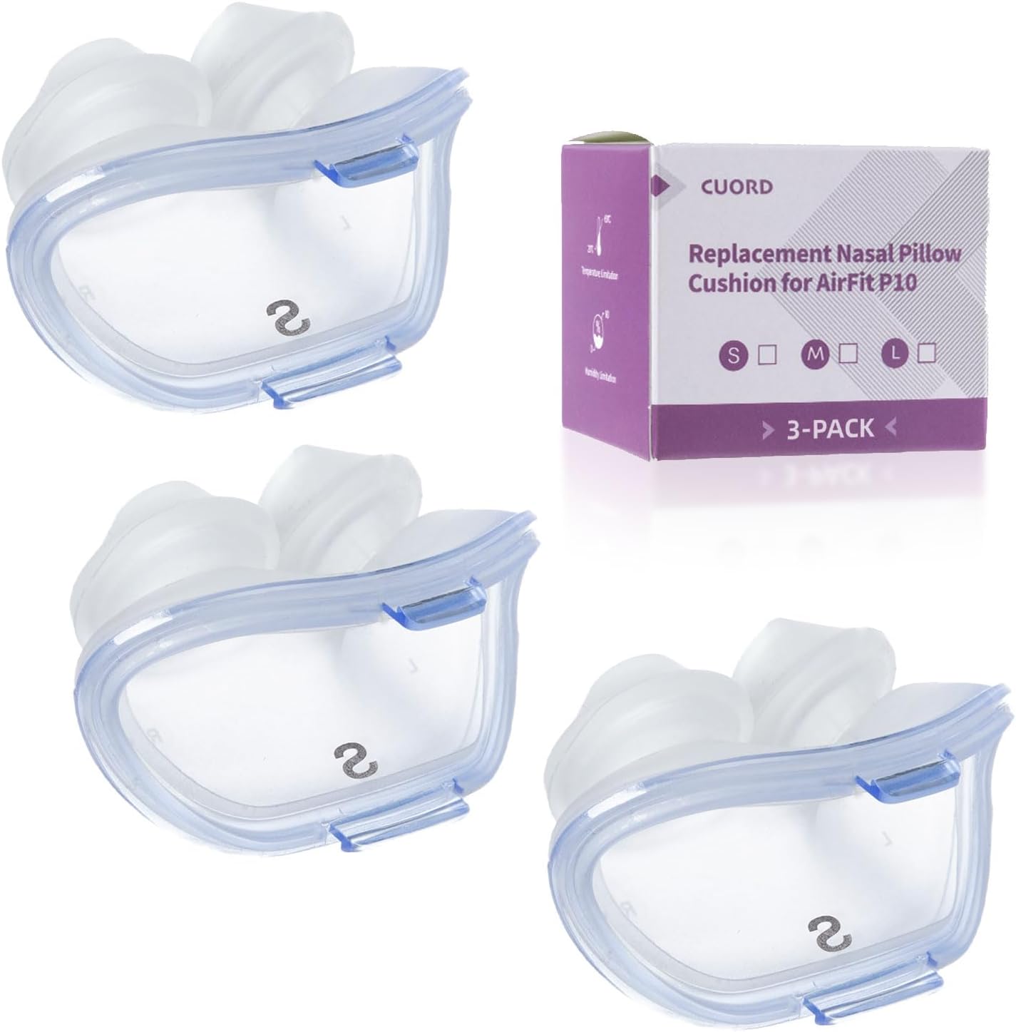 Replacement Nasal Pillow Cushion for ResMed AirFit P10, Compatible with Original Frame, Reliable Seal & Soft Silicone, S/M/L Available (Frame NOT Included)