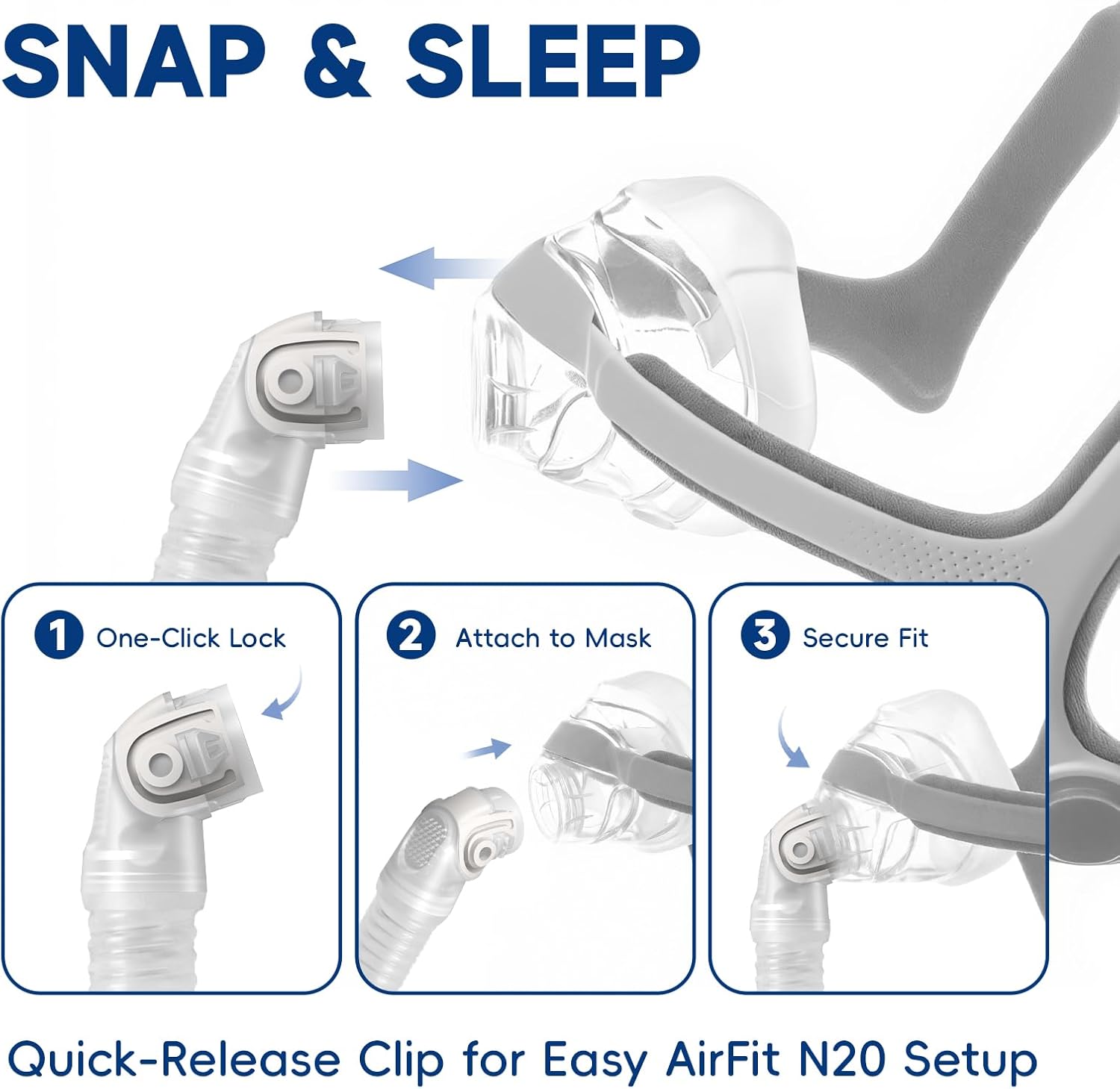 Replacement Short Tube Compatible with AirFit N20 & AirTouch N20 CPAP Mask – 2-Pack | Leak-Proof, Noise-Reducing, and Travel-Ready | CPAP Supplies & Accessories