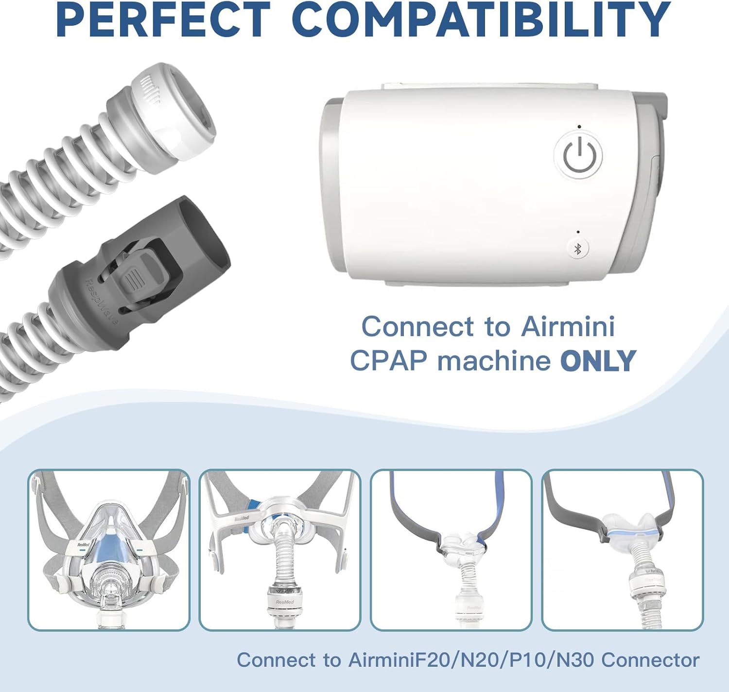 Replacement CPAP Tubing for ResMed AirMini + 10-Pack Filters Combo – Flexible, Travel-Friendly & OEM-Compatible | Works with AirMini Machine & P10, N20, N30 Nasal Masks