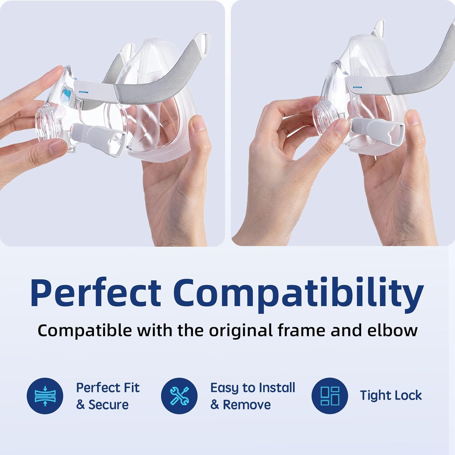 Replacement Cushion for ResMed AirFit F20, Compatible with Original Full Face Mask, Reliable Seal & Perfect Fit, Covers Nose and Mouth, Medium & Large Available