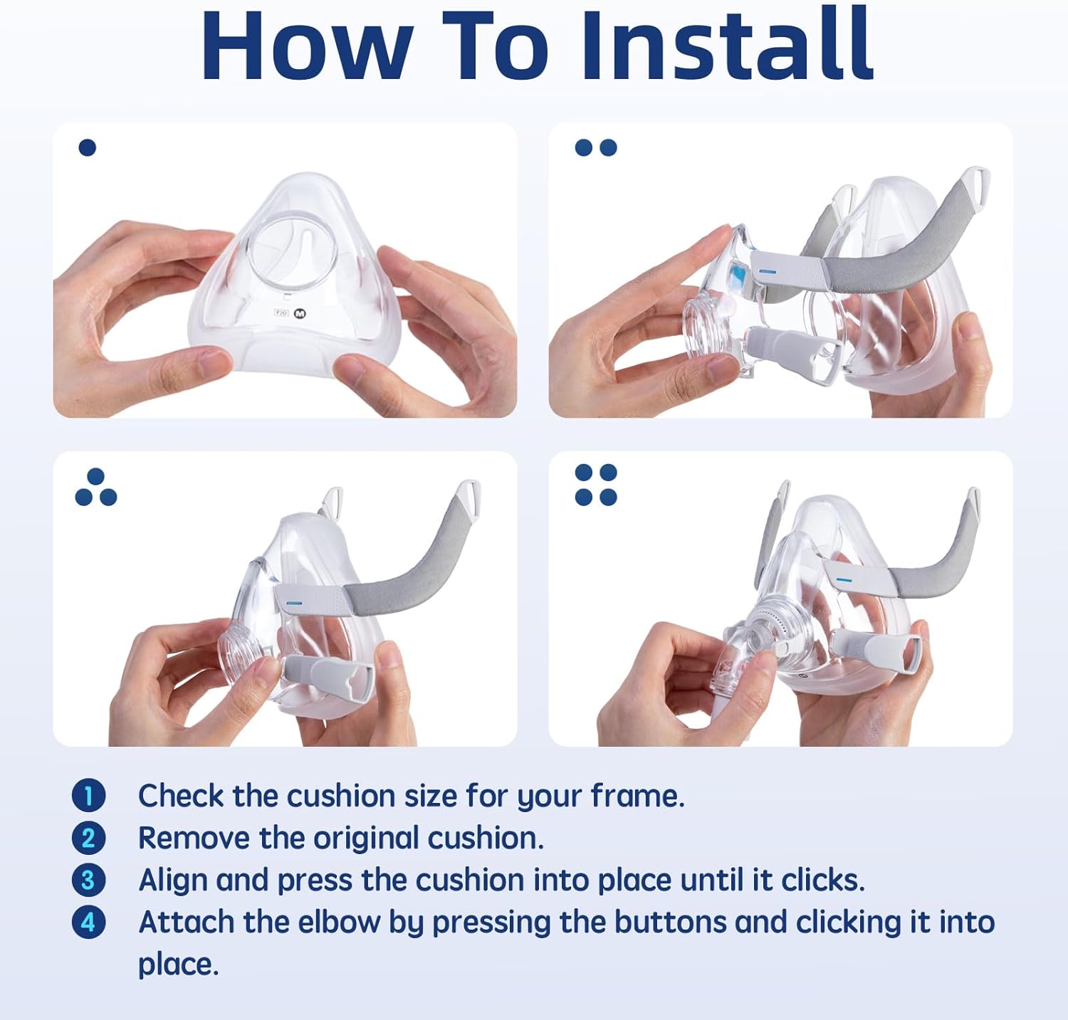 Replacement Cushion for ResMed AirFit F20, Compatible with Original Full Face Mask, Reliable Seal & Perfect Fit, Covers Nose and Mouth, Medium & Large Available