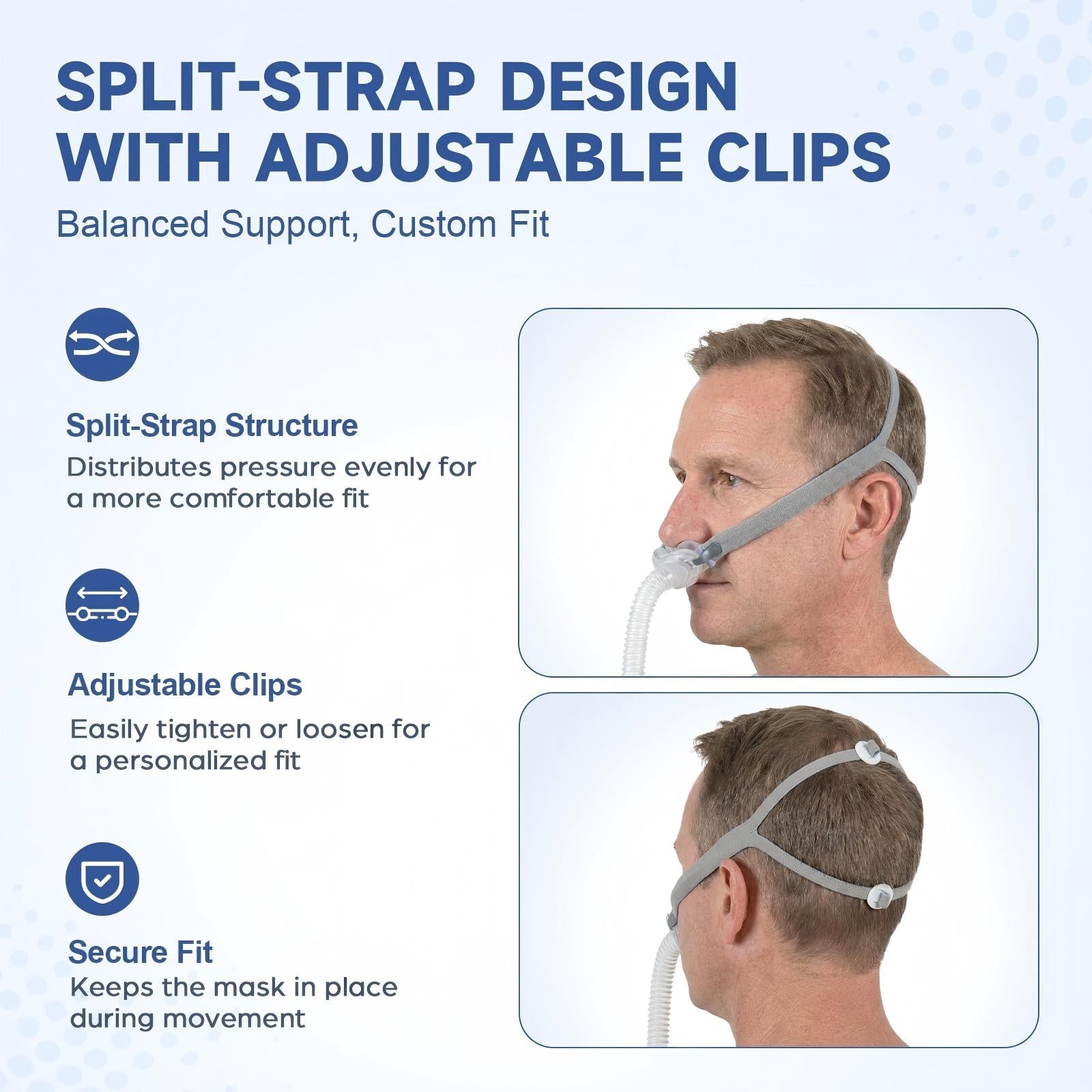 4-Pack Replacement Headgear Straps Compatible with AirFit P10 & N30, Adjustable CPAP Headgear with Elastic Fabric and Adjustment Clips