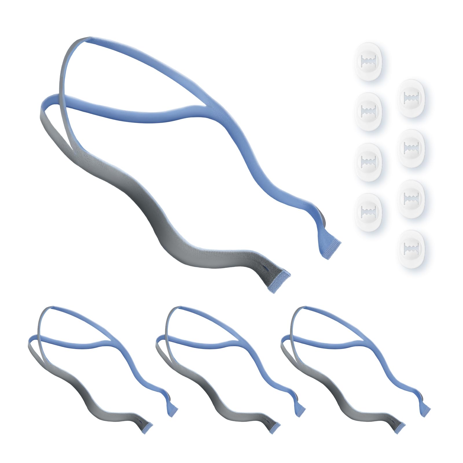 4-Pack Replacement Headgear Straps Compatible with AirFit P10 & N30, Adjustable CPAP Headgear with Elastic Fabric and Adjustment Clips