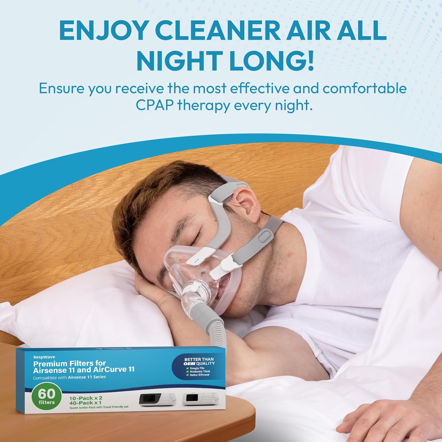 60-Pack Premium CPAP Filters Compatible with Airsense 11 & Aircurve 11 – Ultra Fine, Extra Thick, High Filtration, Smooth Airflow, Travel-Friendly Design