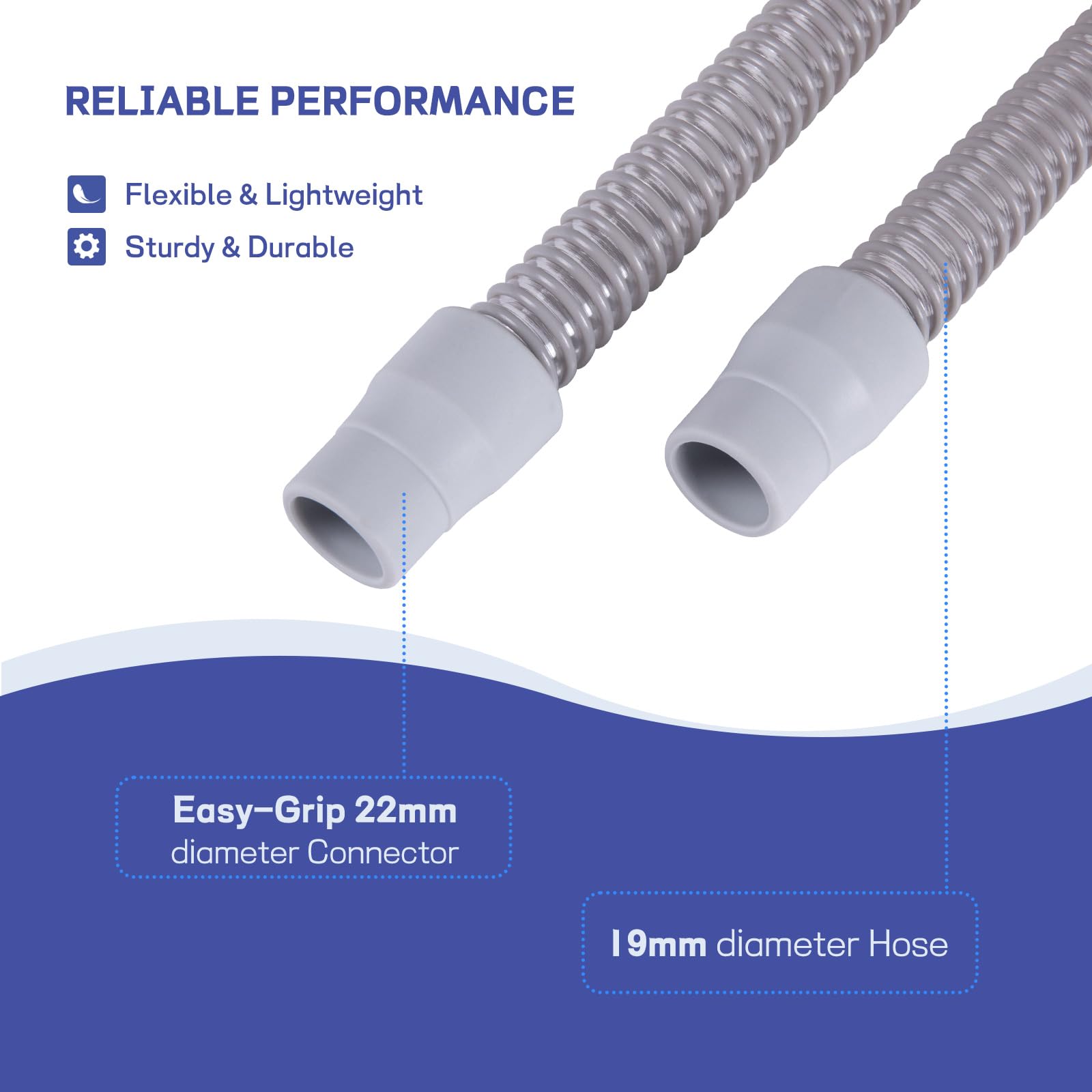 CPAP Tubing 6-Foot Universal CPAP Hose, Compatible with Most CPAP Machines & Masks, 19mm Tube with 22mm Connectors, Lightweight Flexible Replacement Hose