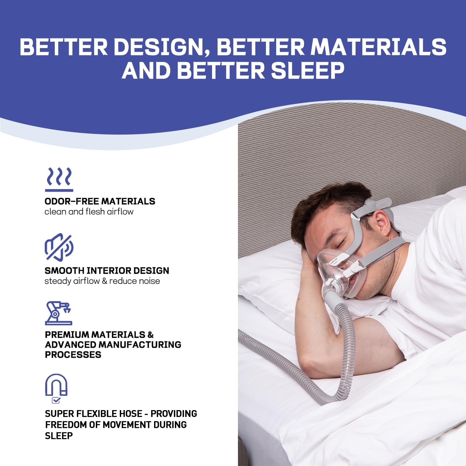 CPAP Tubing 6-Foot Universal CPAP Hose, Compatible with Most CPAP Machines & Masks, 19mm Tube with 22mm Connectors, Lightweight Flexible Replacement Hose