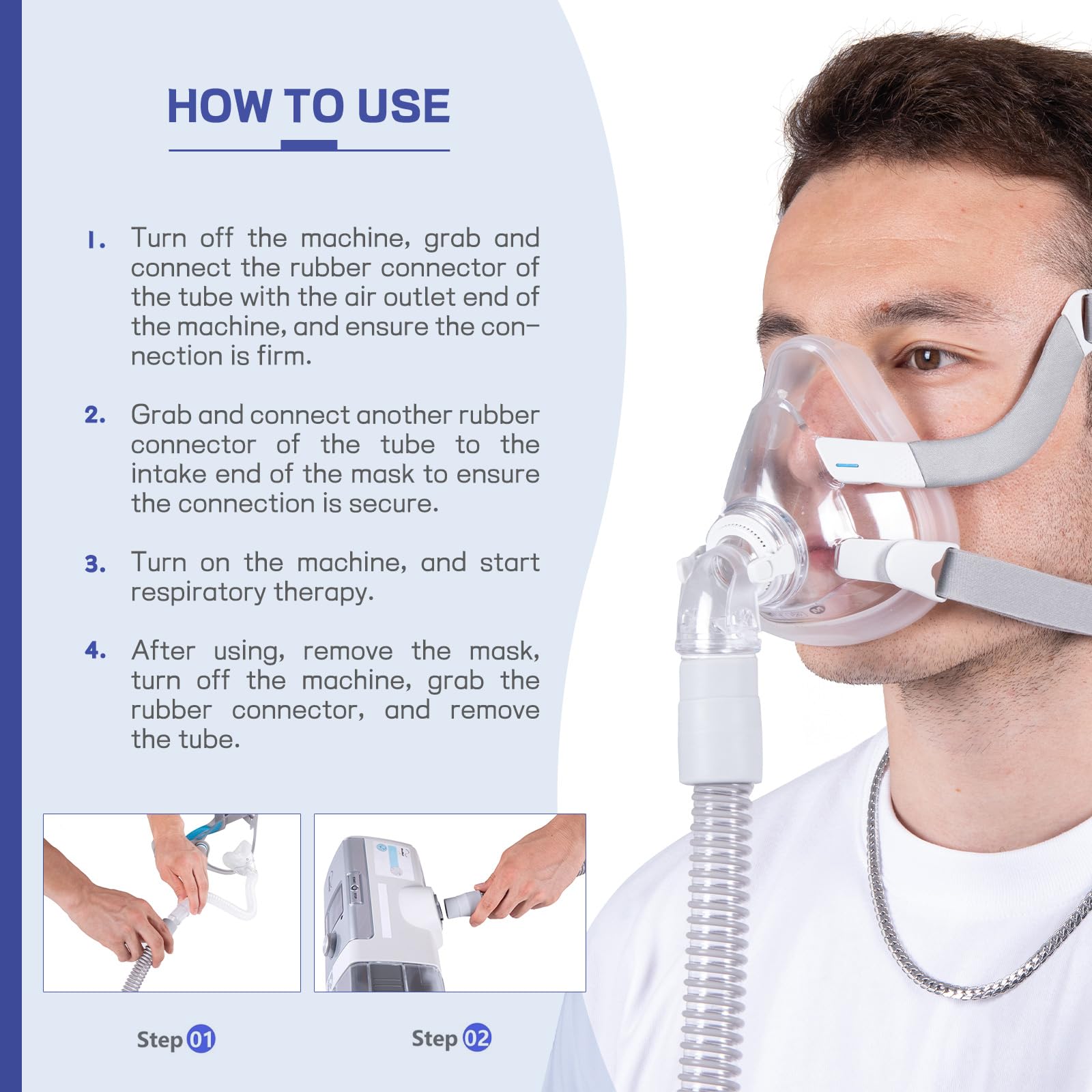 CPAP Tubing 6-Foot Universal CPAP Hose, Compatible with Most CPAP Machines & Masks, 19mm Tube with 22mm Connectors, Lightweight Flexible Replacement Hose