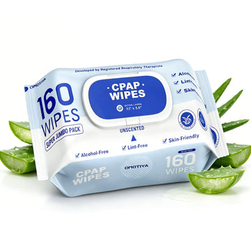 CPAP Mask Cleaning Wipes, 160 Count Extra-Large Moist Wipes for Masks, Tubing & Sleep Machine Supplies, Unscented and Alcohol-Free
