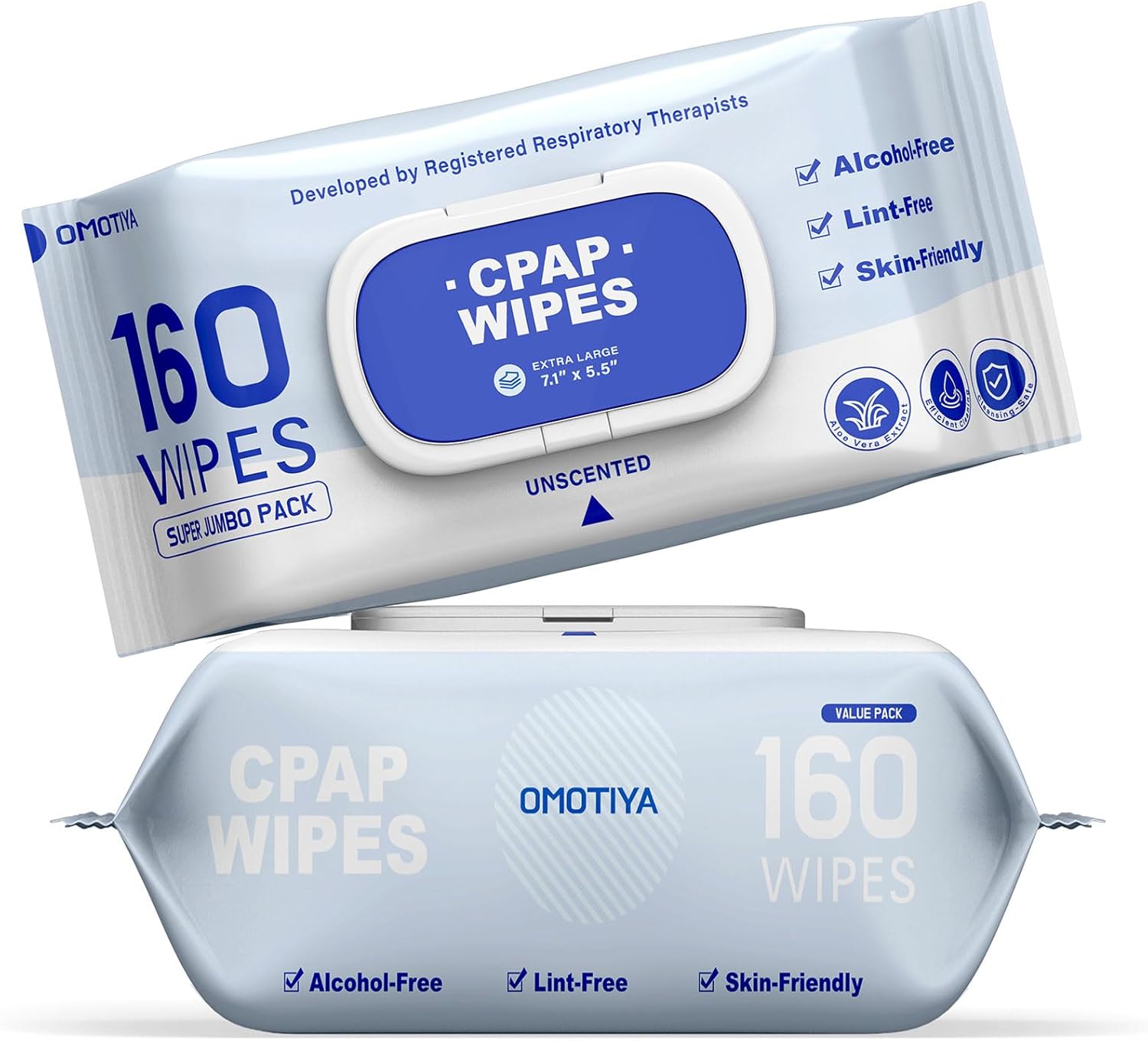 CPAP Mask Cleaning Wipes, 160 Count Extra-Large Moist Wipes for Masks, Tubing & Sleep Machine Supplies, Unscented and Alcohol-Free
