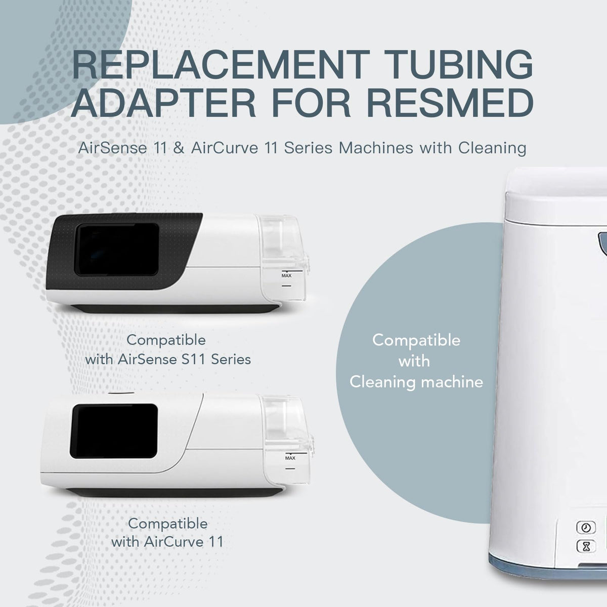 Replacement Tubing Adapter Compatible with AirSense 11 & AirCurve 11 Series, Includes 5 Ft Silicone Tubing