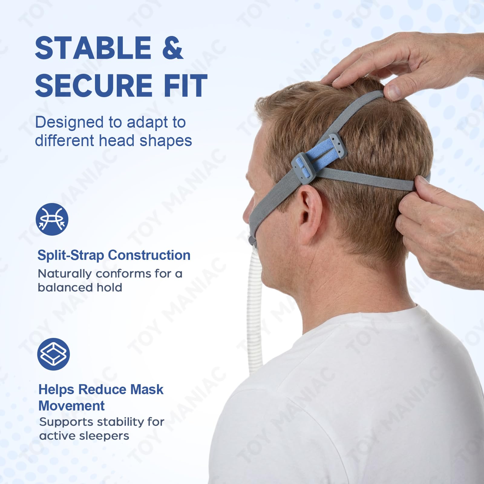 Replacement Headgear Compatible with AirFit P10 & N30, Adjustable CPAP Headgear Strap with Soft Elastic Fabric