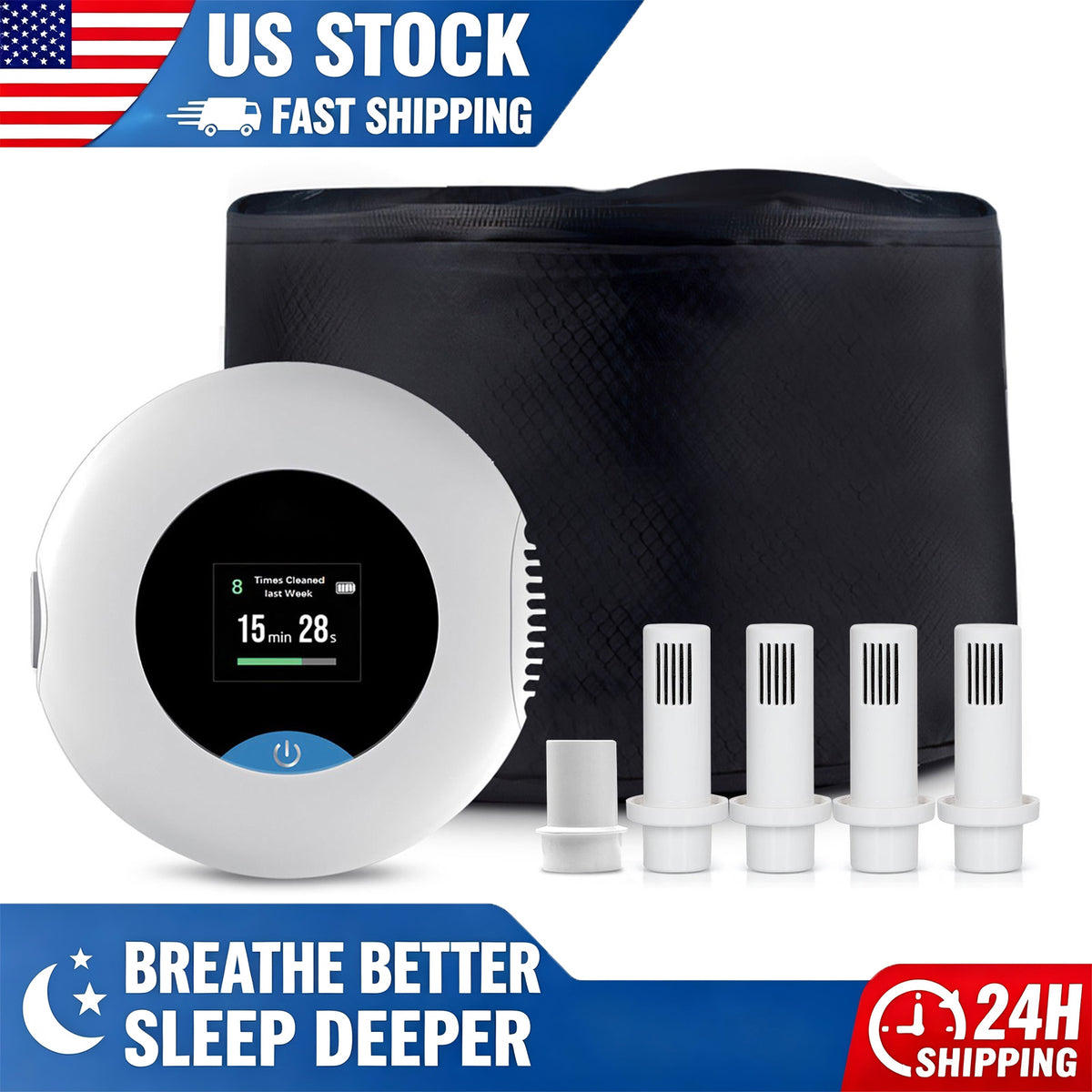 VirtuCLEAN Cleaning Kit Includes 4 Filters | Portable, Waterless Sanitizer for Sleep Mask, Tube & Humidifier